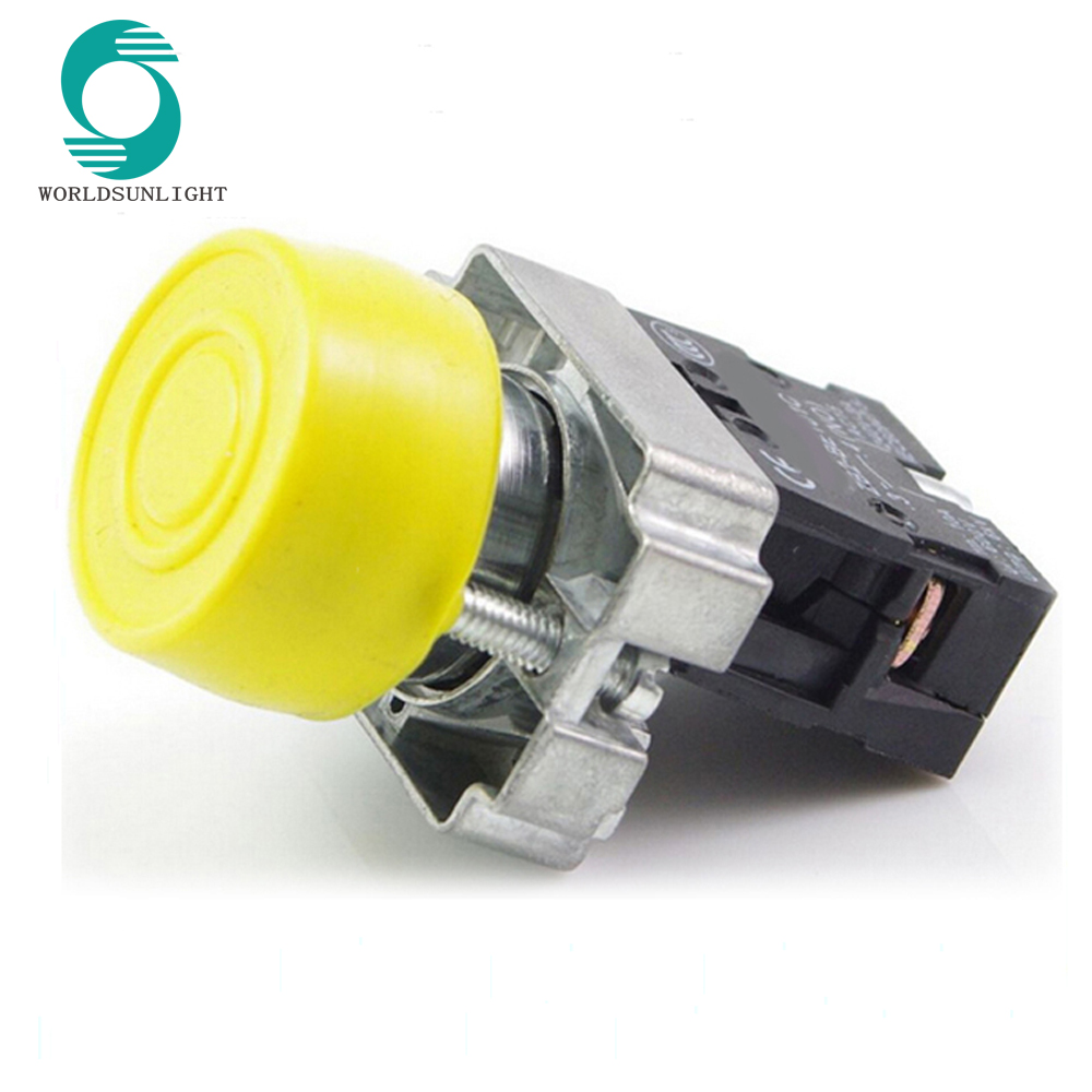 XB2-BP51C, IP40 electrical circuits yellow plastic momentary NO turn-reset waterproof push button switch with a cover