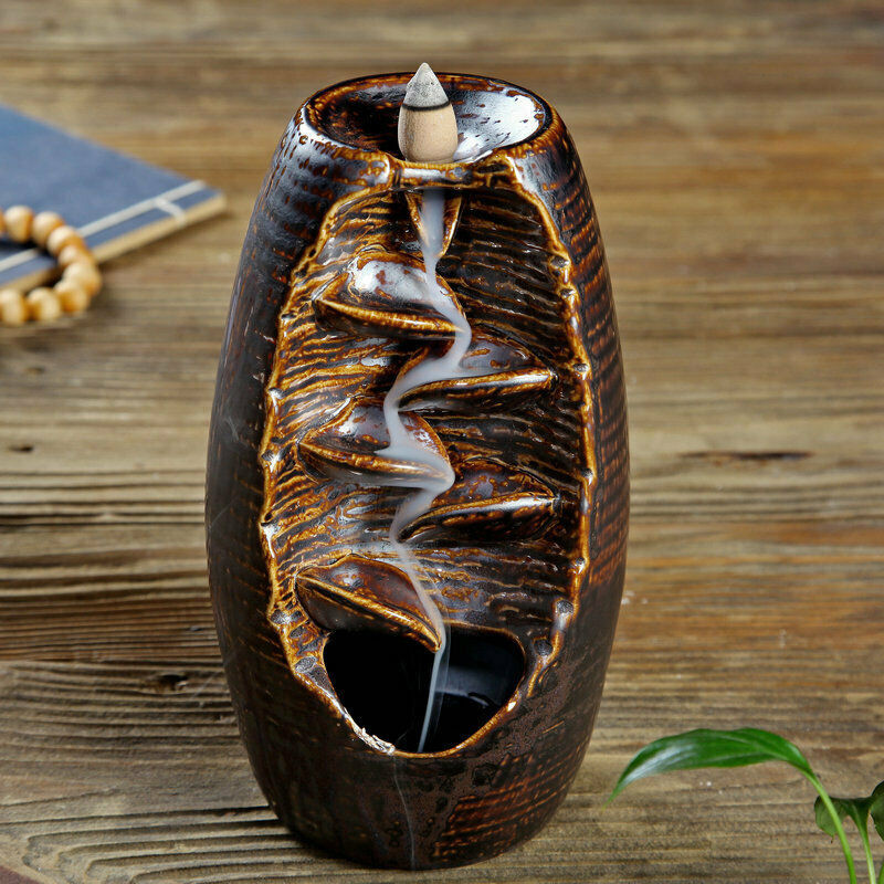 New Ceramic Incense Burner Holder Back flow Censer Craft Art Gift Decor Waterfall Burner Smoke Back-flow Censer Cone Holder