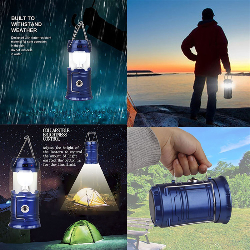 New Style  Ultra Bright  Solar Charger Camping Lantern Lamp Outdoor Folding Camp Tent Survival Lamp For Fishing Emergency Hiking