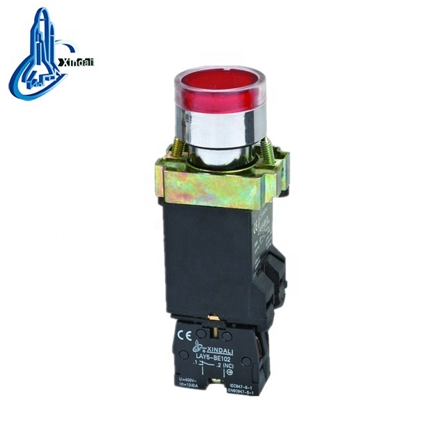 high quality metal led 24 volt push button switch with LED neon lamp indicator light switch LAY5-BW3432