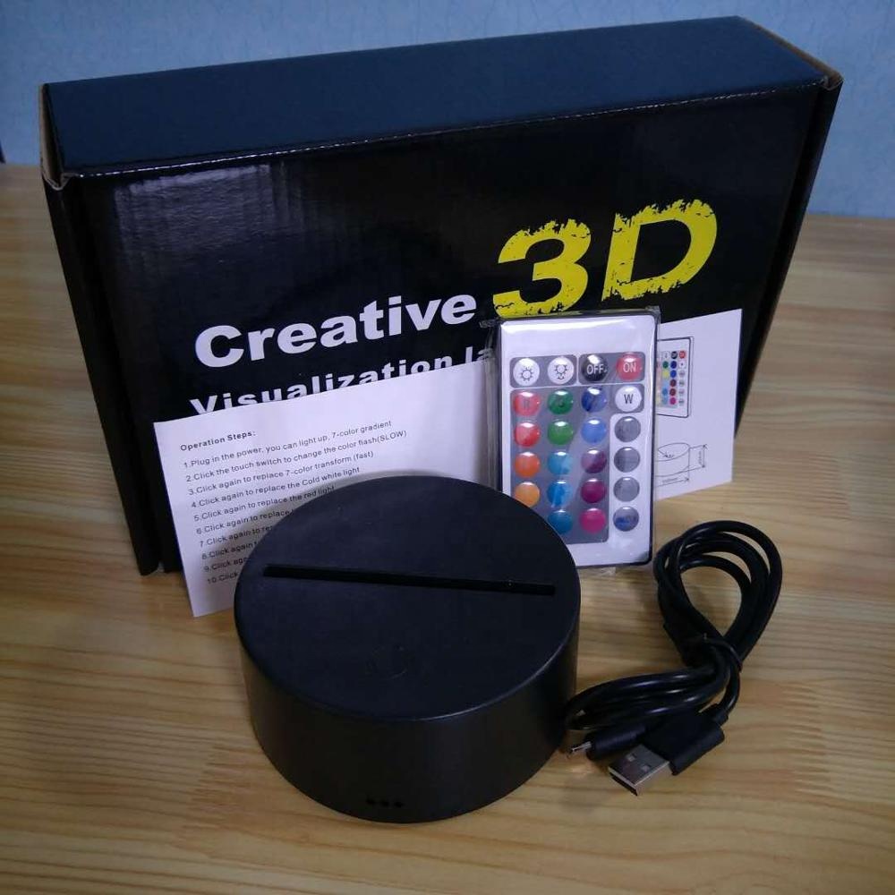 Wholesale Remote ABS 7 Color Changing Touch control 3D LED lamp Base For Acrylic plate