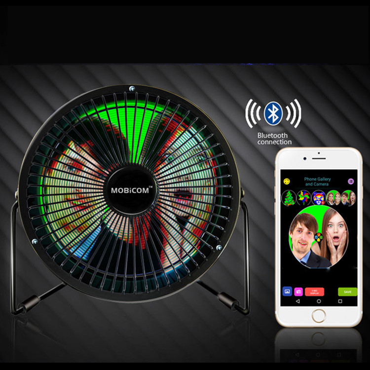 Bluetooth APP Electronic Fan Image Phone Gallery Photo Text Time Temperature 6 inch Bluetooth LED display fan Christmas Gift