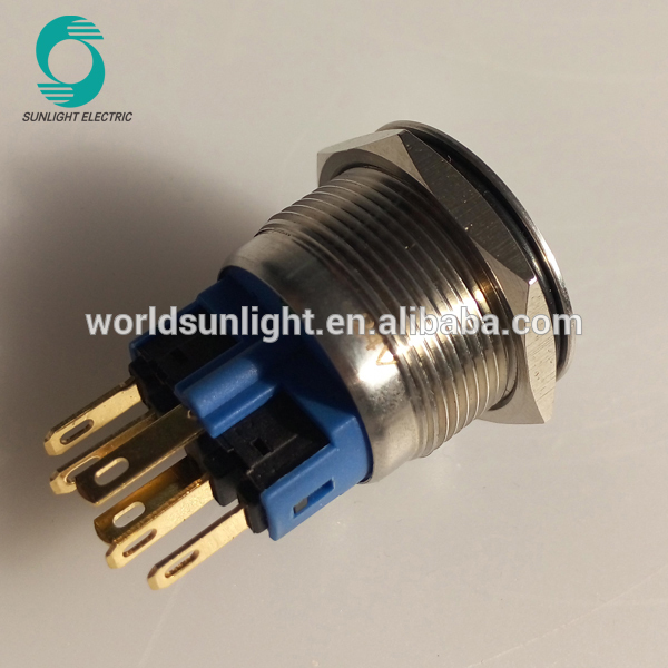 22mm illuminated 1no 1nc 6 pin pushbutton push button switch