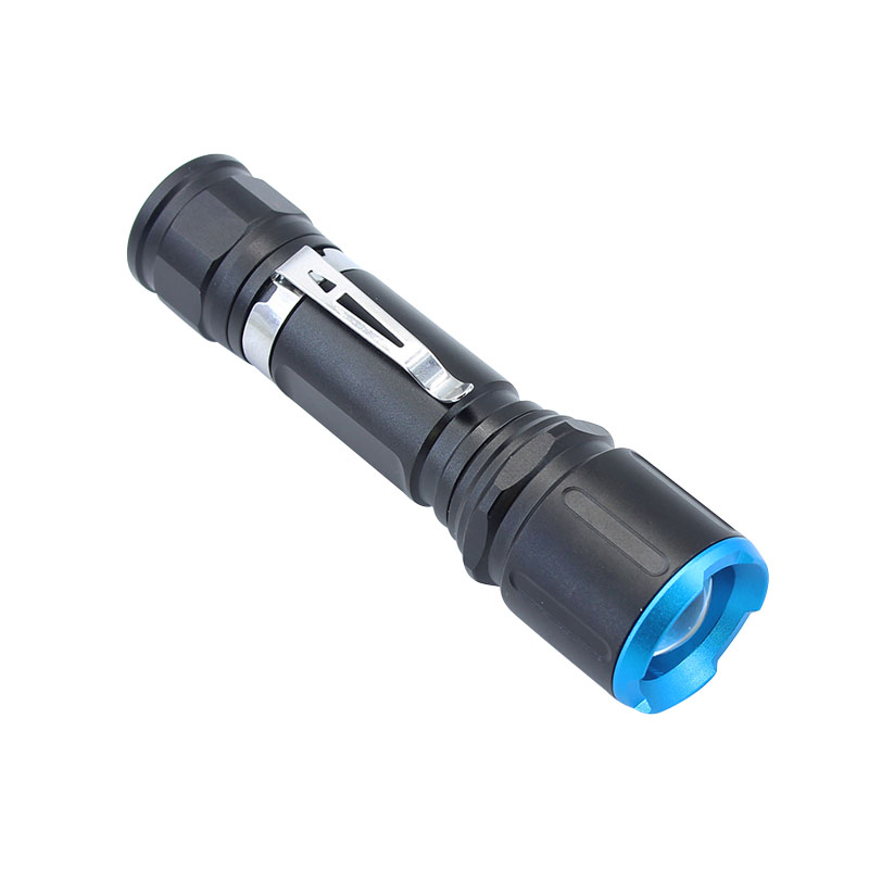 Black Aluminium  Waterproof XML U2 Bulb 800Lumen Zoomable USB Rechargeable LED Flashlight