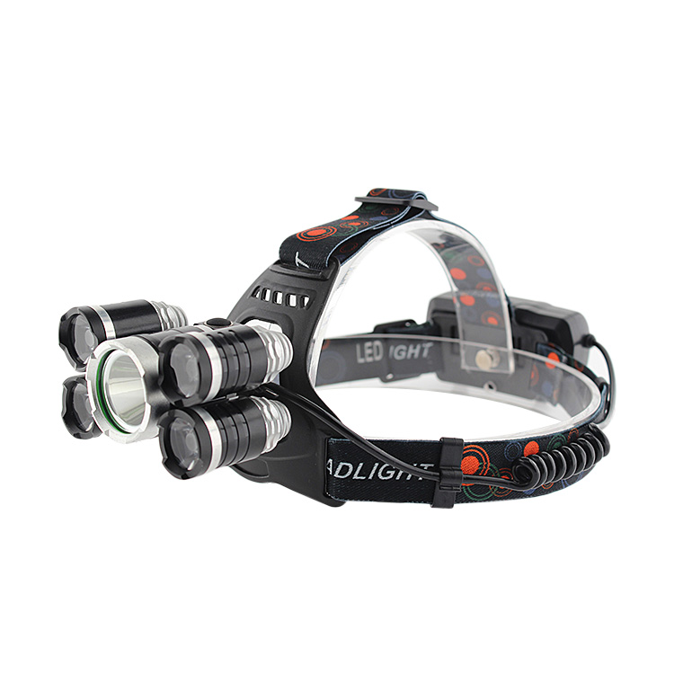 5 leds 5000 Lumens Top Bright Headlamp Flashlight Torch LED with Rechargeable Batteries for Hiking Camping zoomable