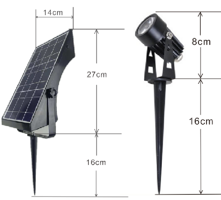 Solar 4.8W 4LED Spotlights 6000mAh battery operated long working time LED Lawn light Spotlight for garden park lighting