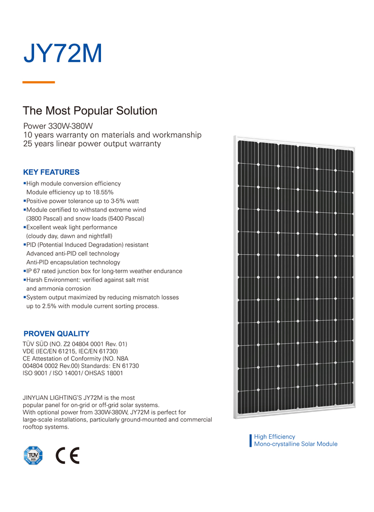 72 cells 350w 340w monocrystalline solar panel 330w from guangdong