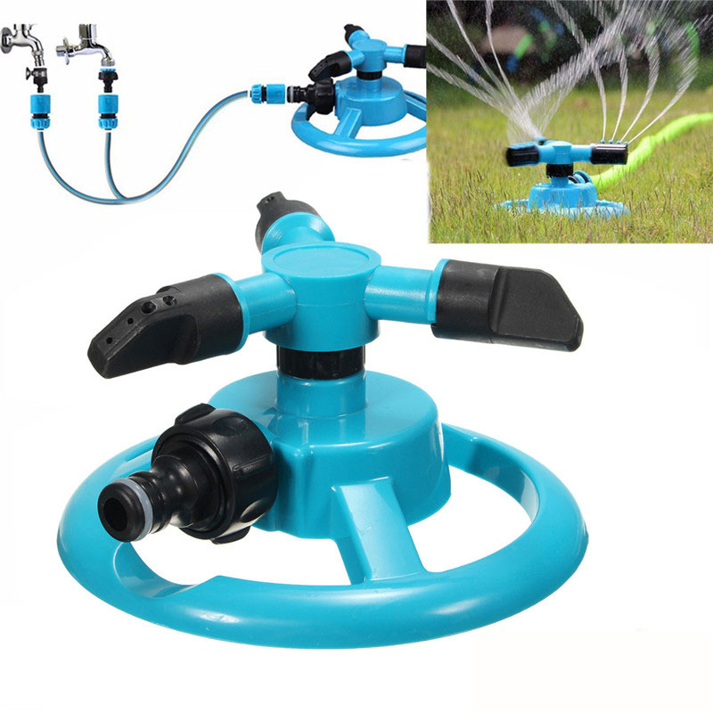 Automatic Garden Water Sprinkler 360 Rotating Watering System Rotary Covering 3600 Square Feet With 3 Arm Irrigation Spray Water