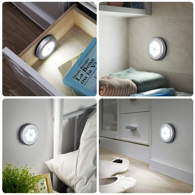 Motion Body Sensor 6 LED Night Light for Wardrobe Entrance Hallway Basement Garage Bathroom