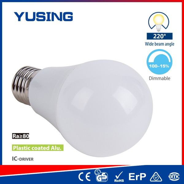 15%-100% Dimmable IC Driver A60 9W Dimmable E27 LED Bulb