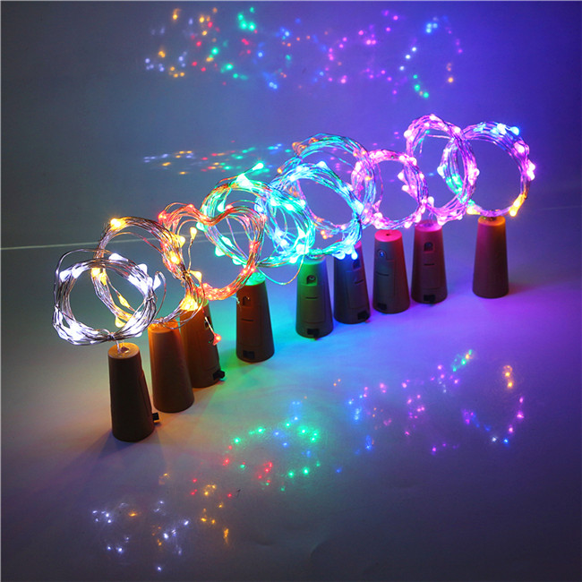 Wine Bottle Lights with Cork Battery Operated LED Cork Shape Silver Copper Wire Colorful Fairy Mini String Light