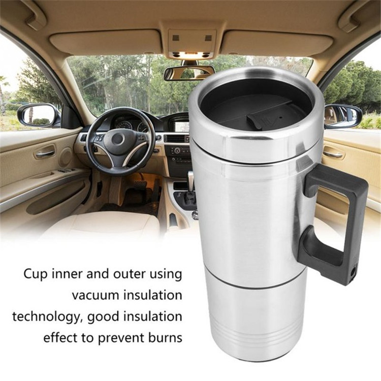 Car Accessories Portable 12V 300ml + 200ml Electric In-car Stainless Steel Travel Mug Thermoses Heating Cup Coffee Tea Cup