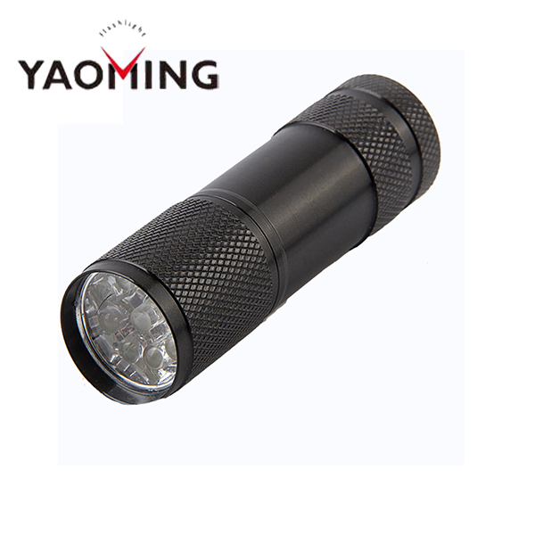 UV 9 LED Flashlight Mini Aluminum Torch Fluorescent agent detect penlight Torch UV flashlight