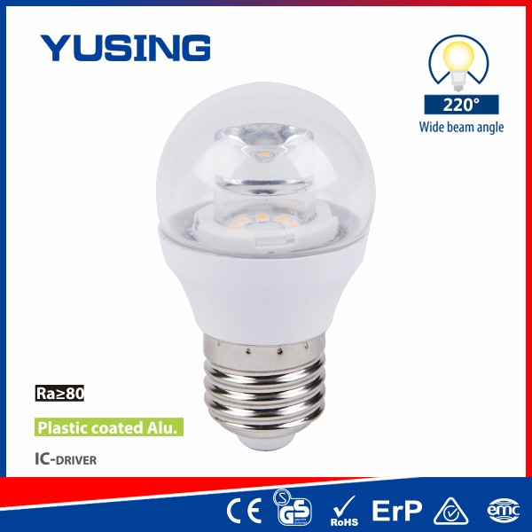 Lower Energy Usage 6W LED Bulbs, G45 Clear LED Plastic Bulb Light E14 Bulb