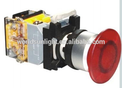 LA115-B2 series, IP65 normally open or normally closed illuminated emergency stop lockout pushbutton