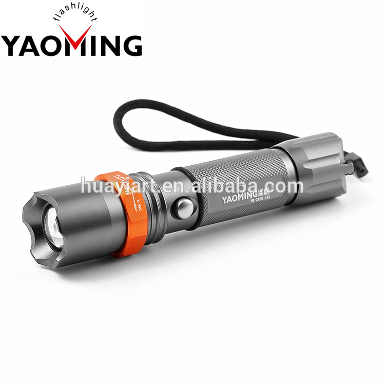 High power tactical 3W LED XPE Q5 waterproof camping telescoping flashlight with rechargeable 18650 battery