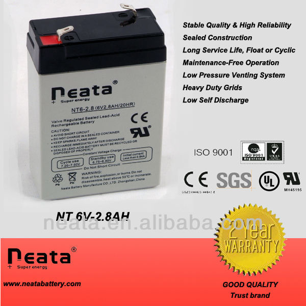 Zhongshan NEATA Lead Acid Battery 6v2ah