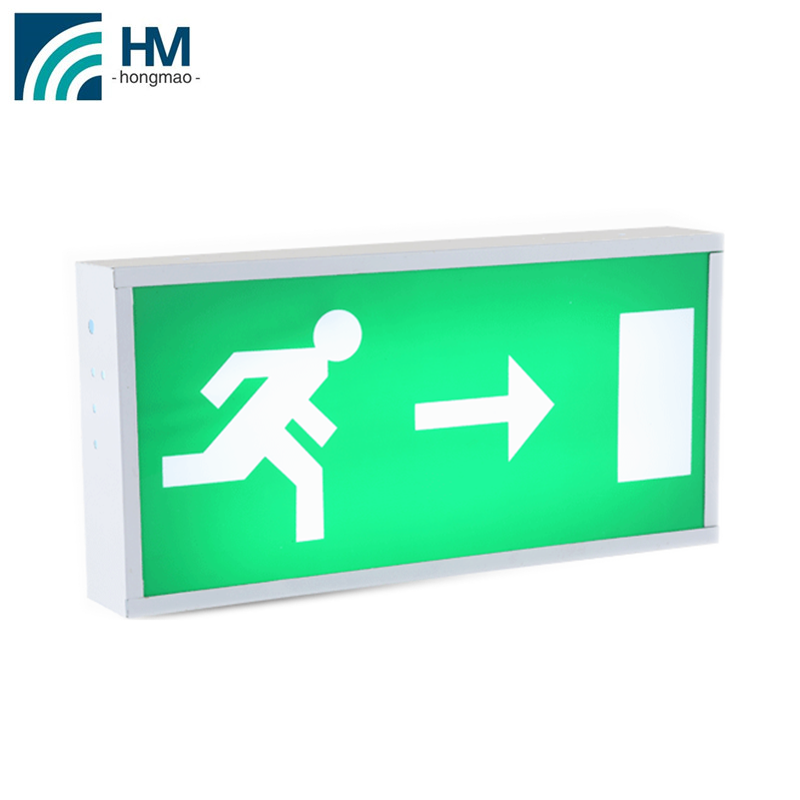 Red board emergency exit signs light
