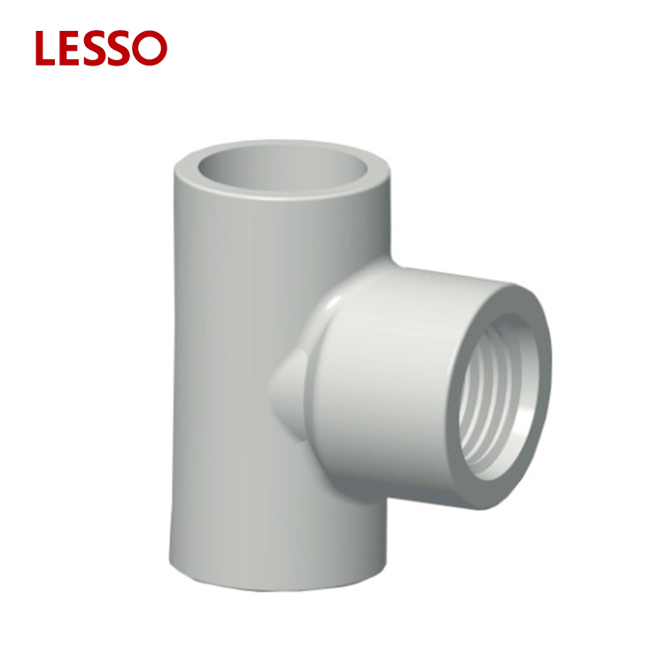 LESSO DIN standard UPVC pipe fittings female thread tee pipe reducing tee