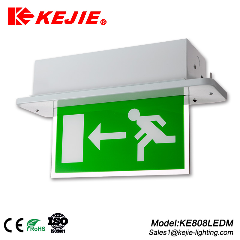 Maintained recessed mounted led exit light acrylic board automatic fire safety exit sign lamp KEX91M