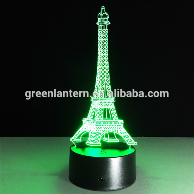 Luminaria The Eiffel Tower 3D LED Night Light Illusion Night Lamp Table Desk Lamp Home Lighting