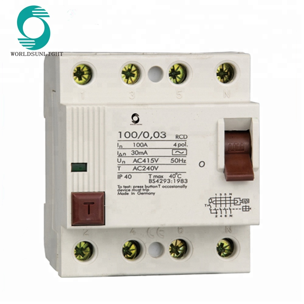 XNFIN series IP40 NFIN 30ma 40a 4 pole Residual Current Device RCD