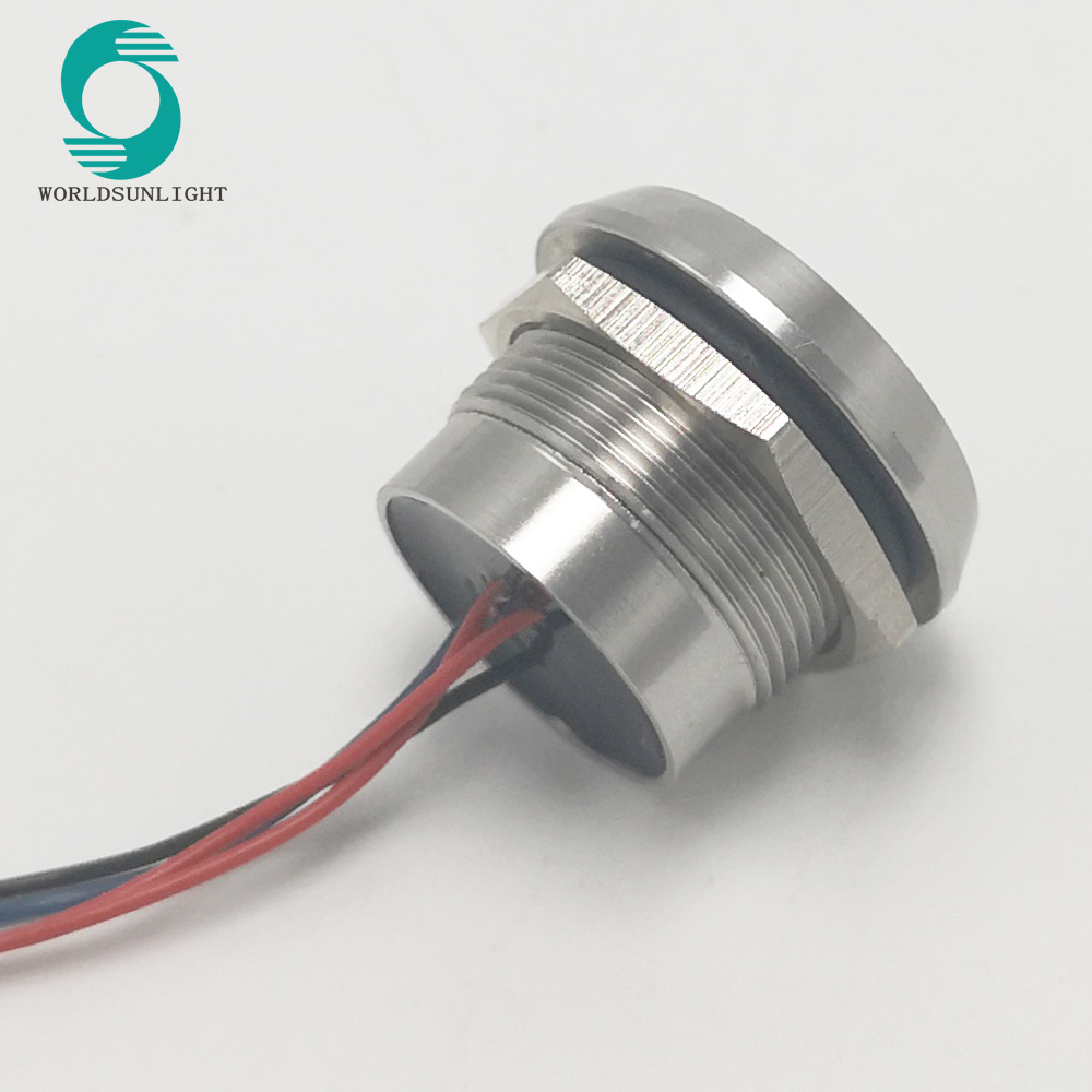 WS22BRYFJ1NOMR 22mm stainless steel chamfer head momentary Ring illuminated Stainless steel 12V piezo switch with wire