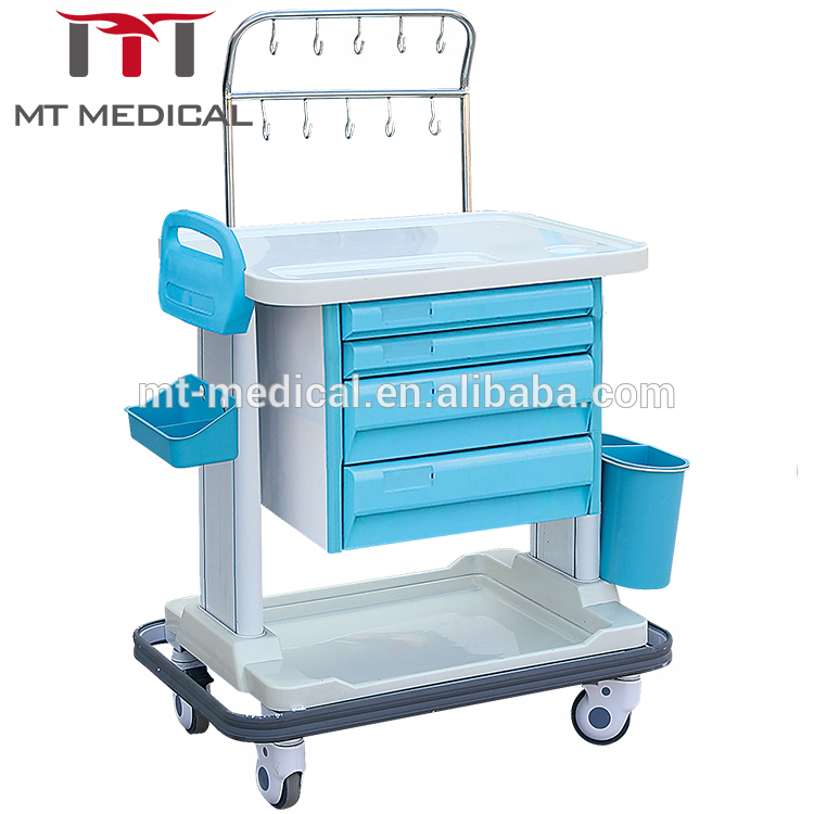 High quality ABS mobile hospital equipment IV medical treatment crash trolley cart