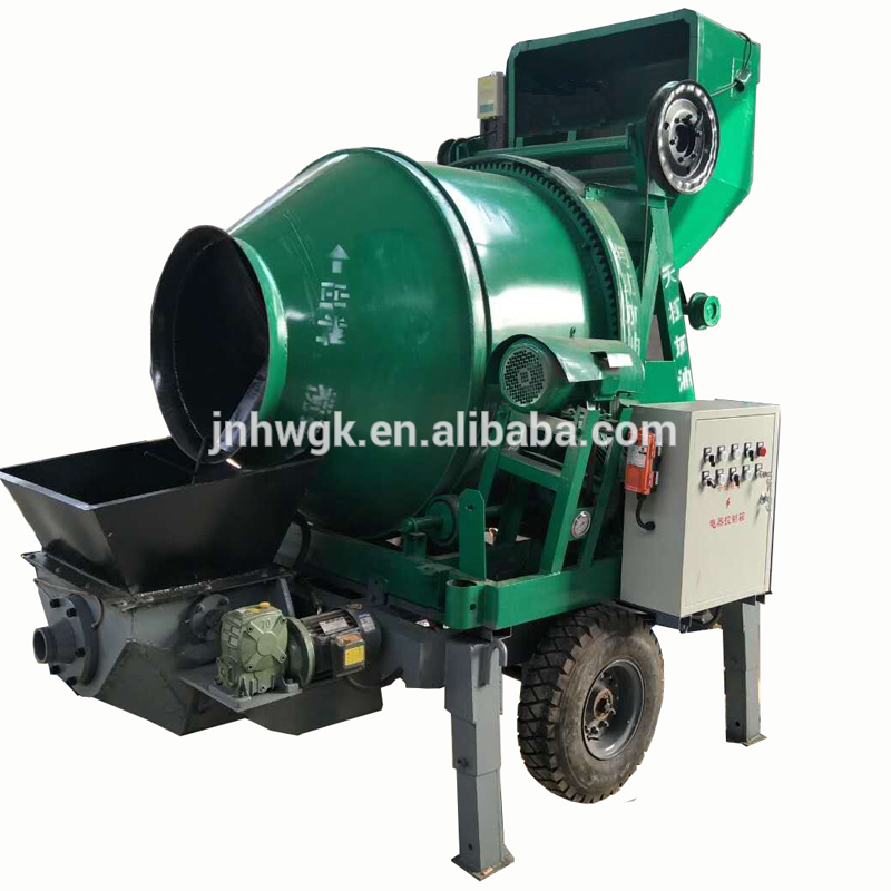 Hydraulic concrete pump with mixer