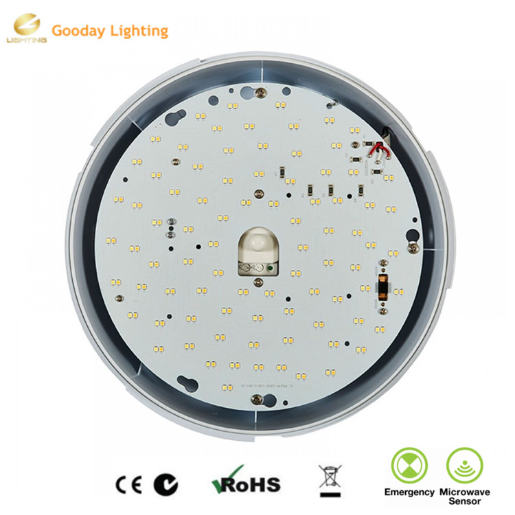 Emergency Luminaire Light 2D Sensor LED Bulkhead Fitting 20 Watts 1800 Lumens 3000K/4500K/6000K