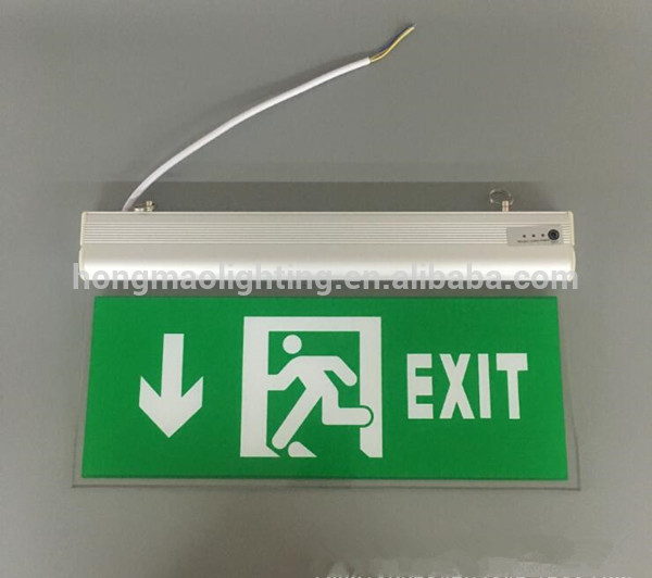 Best selling supplier battery backup fire led rechargeable emergency exit running man arrow down light with Test Button