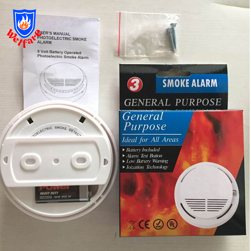 9 Volt Battery operated Photoelectric smoke alarm detector