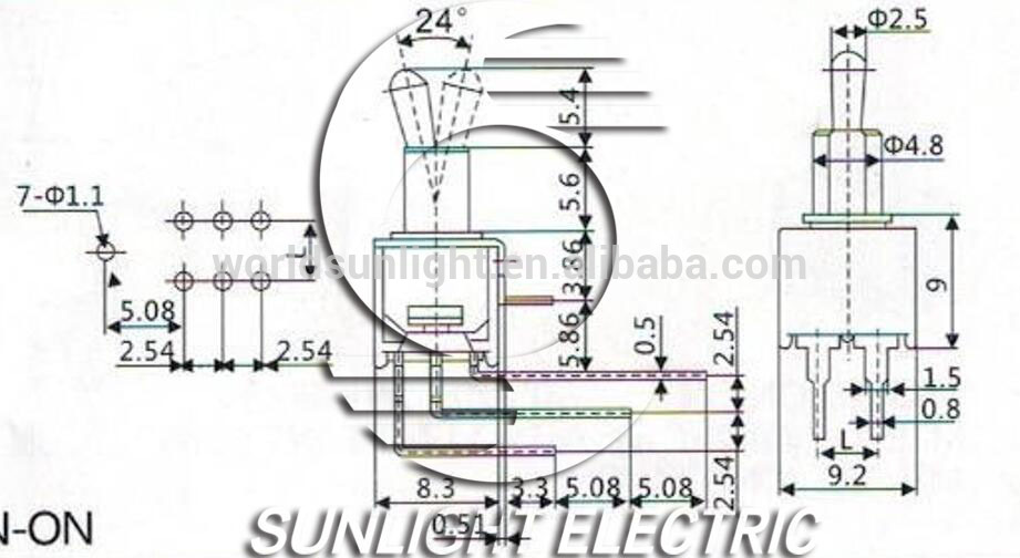 SMTS-202-2C4 On-On 3A 125V /1.5A 250V SUB-MINI type Toggle Switch