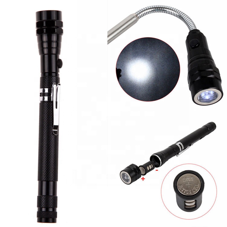 Telescopic Flexible led flashlights Bendable Magnetic Pick Up Tool Flashlight