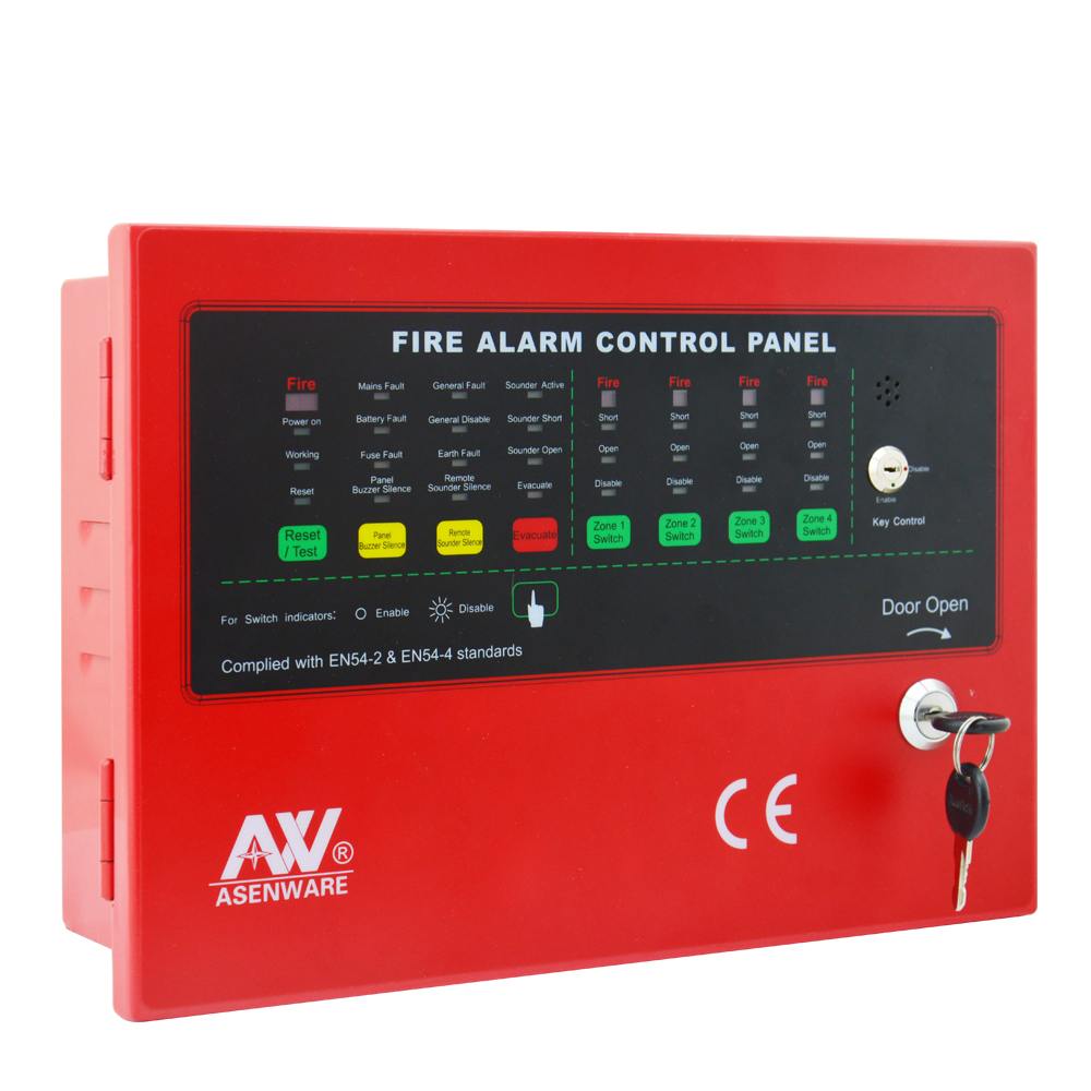 4 zone Conventional Fire Alarm Control Panel with Zone Card
