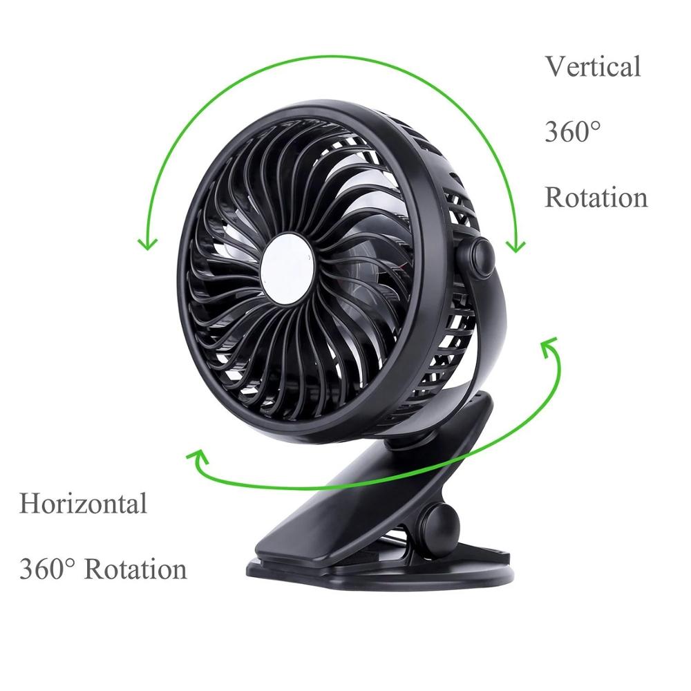 USB rechargeable desk USB fan with clip, dual power portable fan for Home Office Dormitory Bedroom