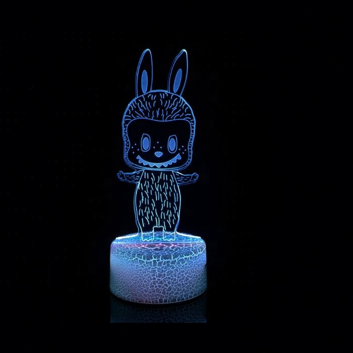 3D Illusion Basketball Night Lamp 7 Color Change Remote Control White Crack Base