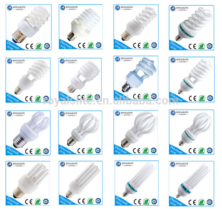 Tricolor AC 100-300 V tube half spiral E 27 B 22 30 W energy saving lamp