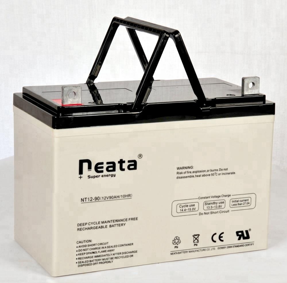 12v 90ah Neata cheap price deep cycle sealed lead acid battery with long life for solar system