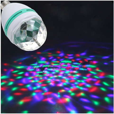 3w LED Full Color Crystal Auto Rotating party Disco Light Bulb with B22 Bayonet Cap