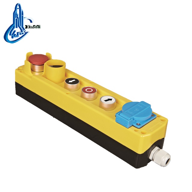 XDL821-JB671P IP55 waterproof switch box with push button switch hole E-Stop with protect circle and European socket