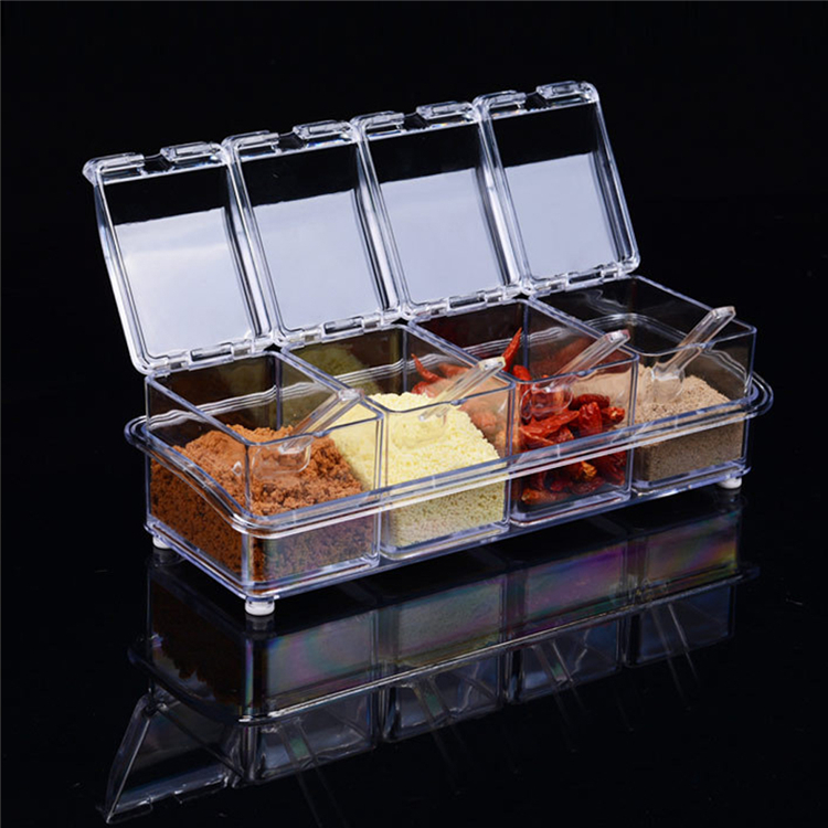 New Arrival Independent Crystal Transparent Seasoning Box Separable Spice Rack Seasoning Jar with Cover