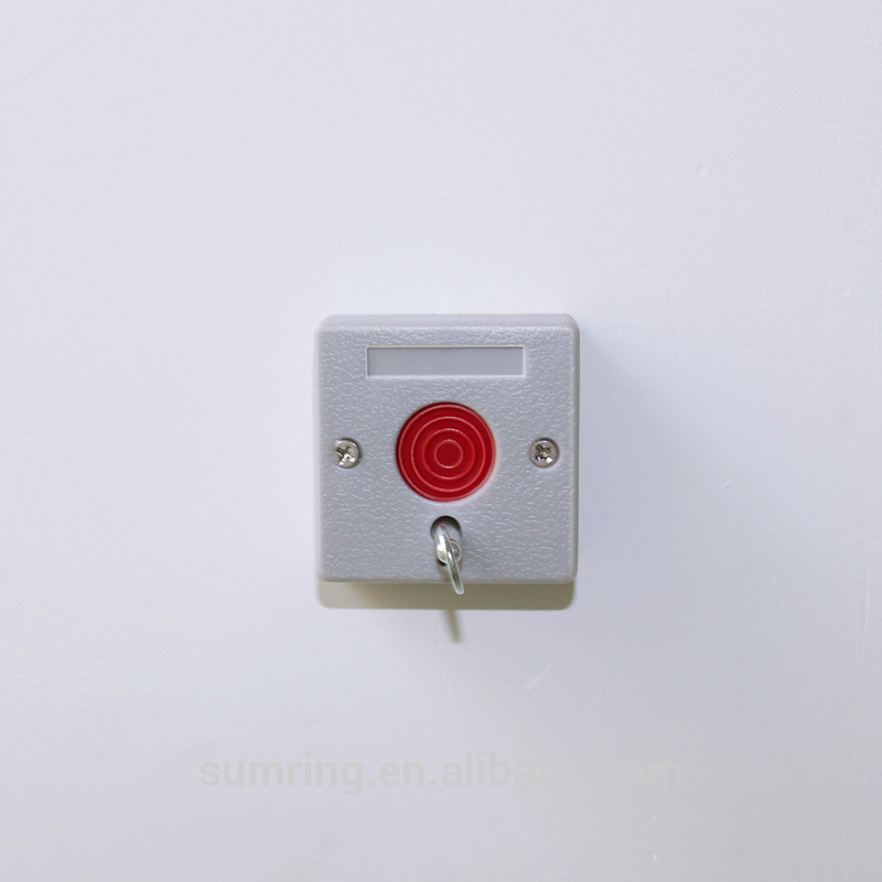 Small wired emergency security panic button with manual key reset