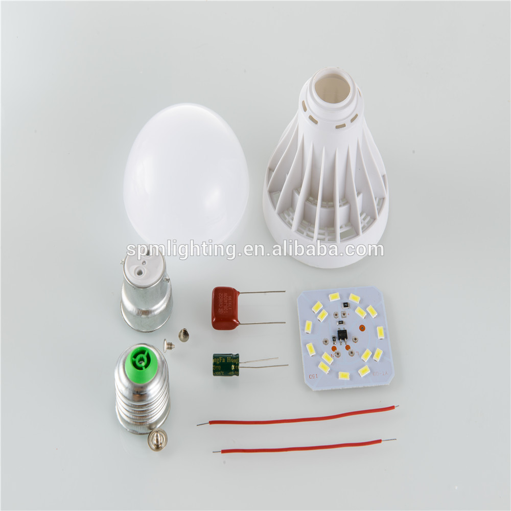 china e27 3w 5w 7w 9w 12w 15w 50w re rohs led light bulb skd parts