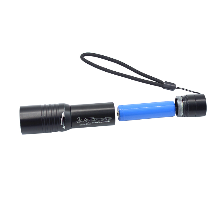 Multi-function Diving Rechargeable Aluminum Torch Flashlight IP68 Waterproof  With Zoom