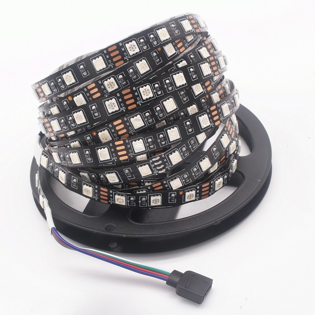 Home Luminaire Digital LED Strip WS2812 5050 SMD RGB 5V LED Rope Light Waterproof 60 LED Black PCB