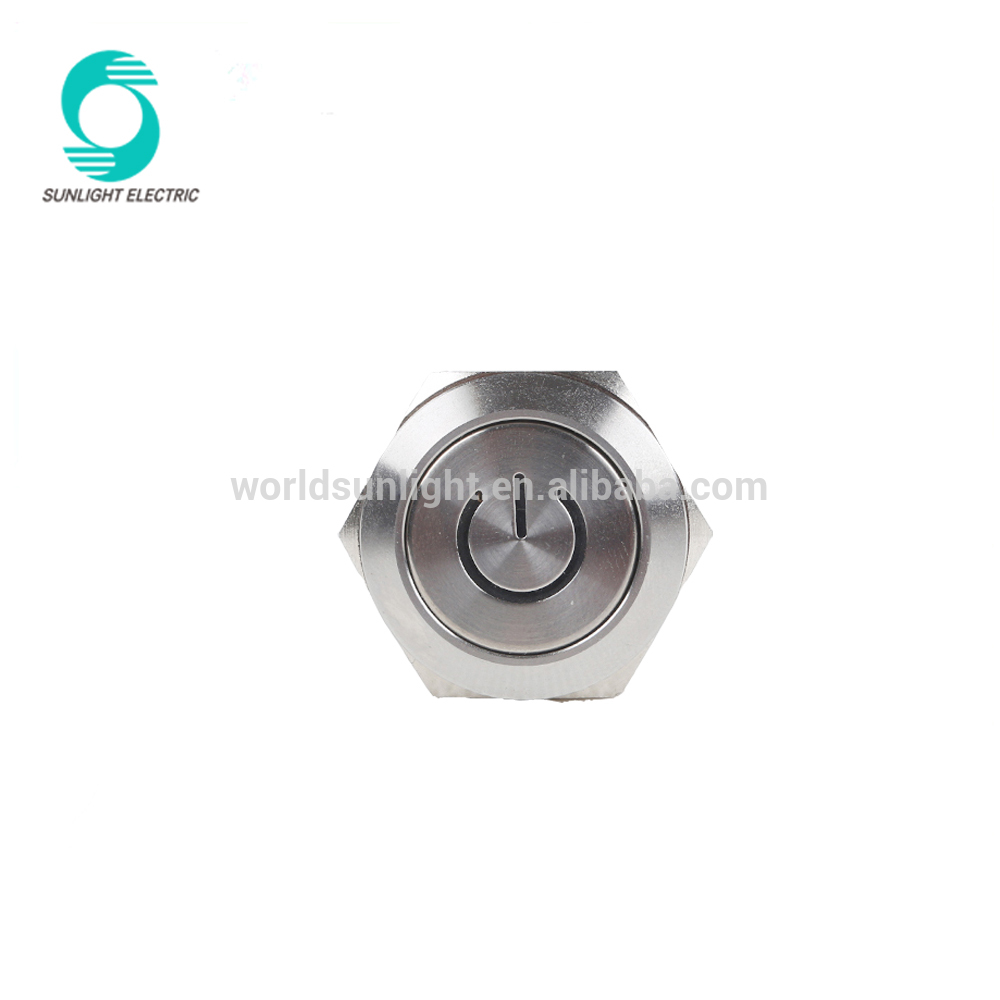 25mm 12 volt ring led illuminated Latching stainless steel push button switch with angel symbol