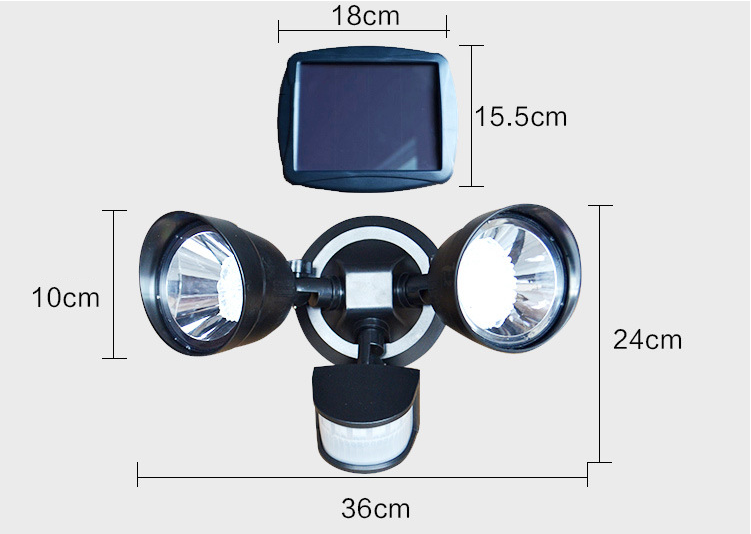 Outdoor double head LED body sensor spotlight waterproof split solar wall lamps