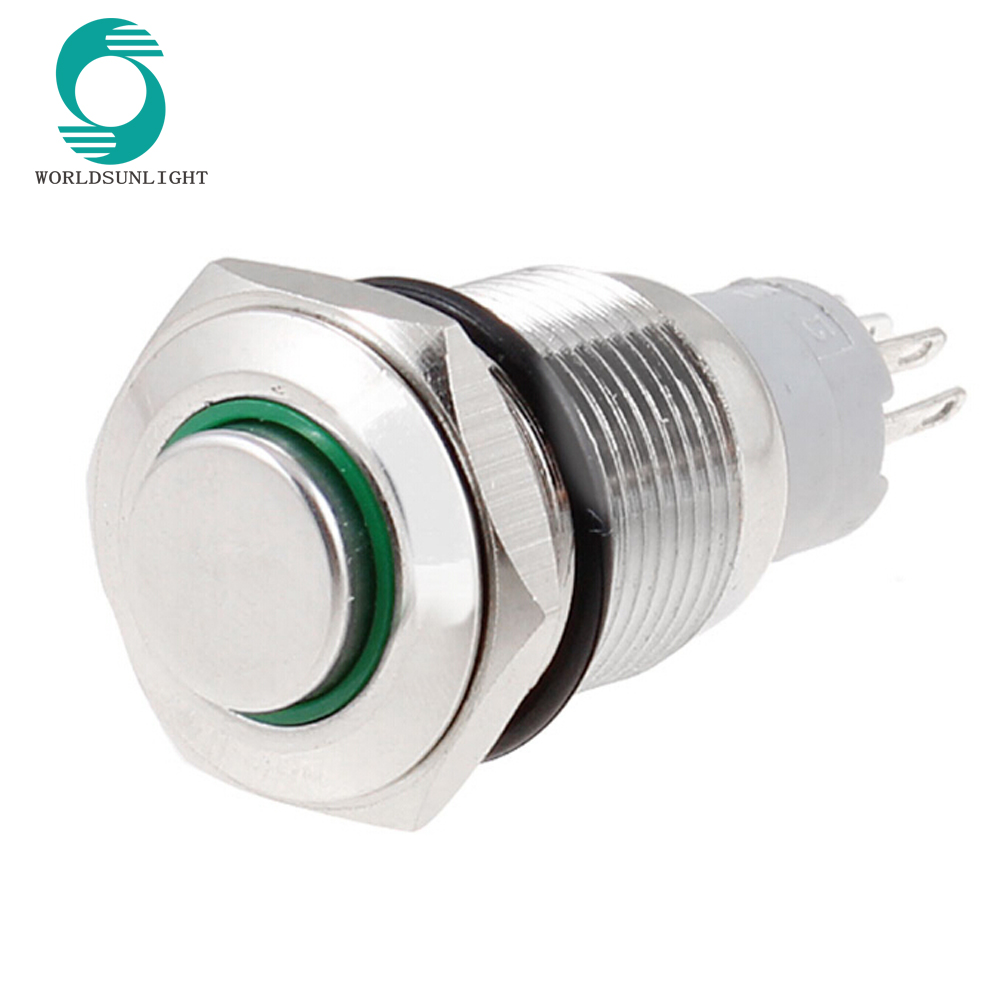 XL16S/H11L-R 16MM AC 250V 3A Green Led SPST Latching Type OFF-ON pushbutton Push Button Switch