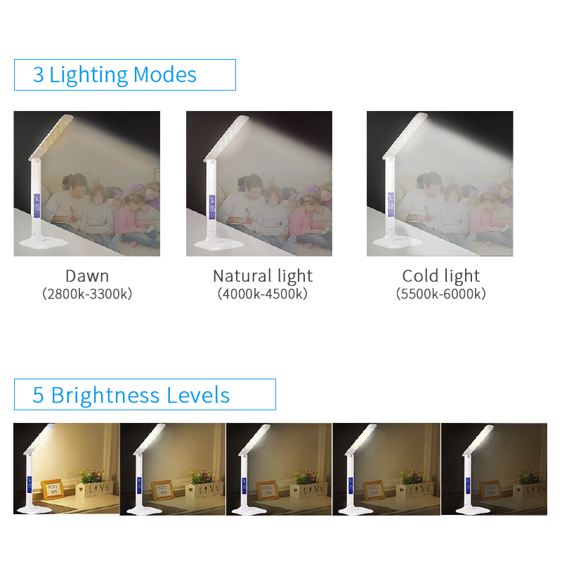 Modern reading led lamp adjustable color temperature/dimming foldable bed side table lamp